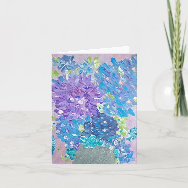 Blues Blossom florale Note Card Dankeskarte (Vorderseite)