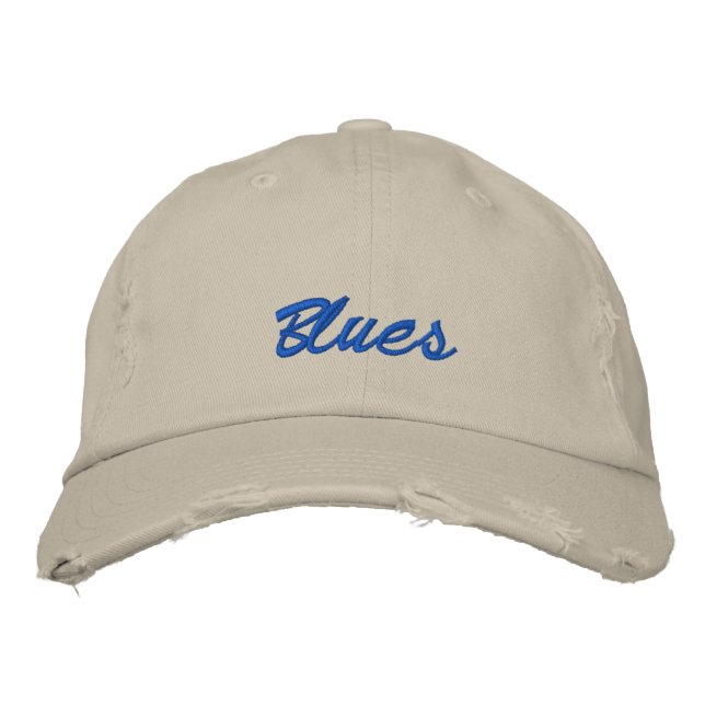 Blues Dark Text Baseball Cap Bestickte Baseballkappe (Vorderseite)