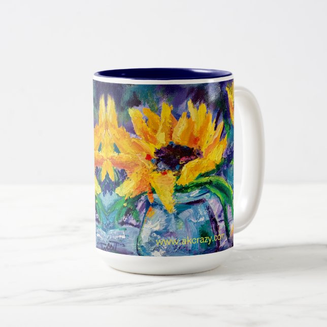 Blues de tournesol de l'Alaska 15oz Mug de café (Devant droit)