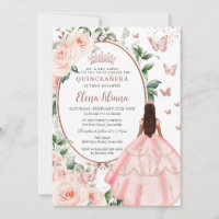 Blues Floral Brocess Rose Gold Quinceañera