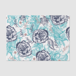 Blues Floral Decoupage Seidenpapier