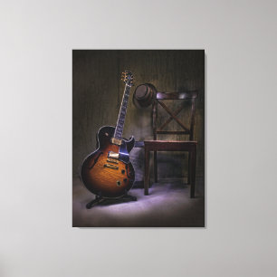 Blues-Gitarre und Stuhl Leinwanddruck