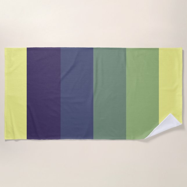 Blues + Grüntöne Farbblock Streifen Strandtuch (Vorderseite)