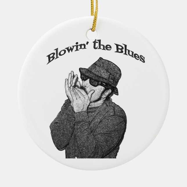 Blues-Harfen-Weihnachtsverzierung Keramik Ornament (Vorne)