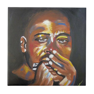 Blues Harmonica Musician American Art Tile Fliese