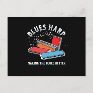 Blues Harp Harmonica Instrument Akustik Band Gesch Postkarte