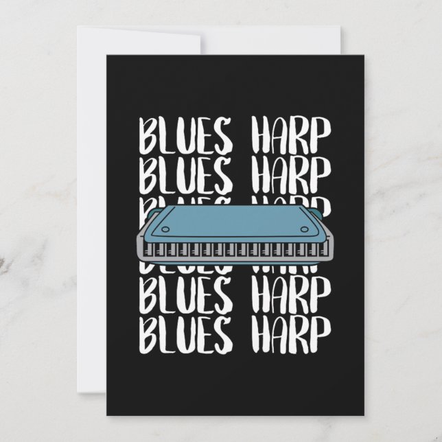 Blues Harp Harmonica Musikinstrument Geschenk Einladung (Vorderseite)