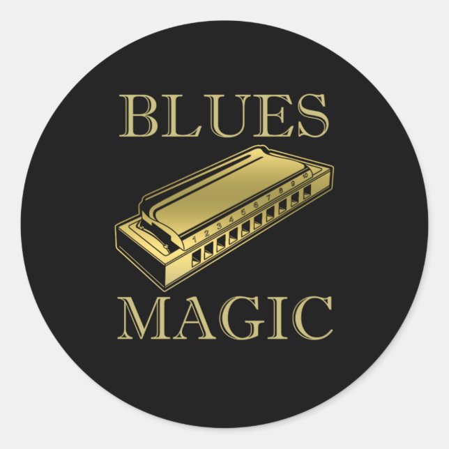 Blues Magic Instrument Harmonica Music Sound Gift Runder Aufkleber (Vorderseite)