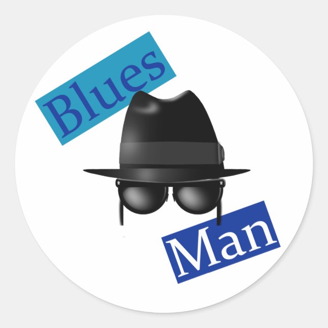 Blues Man Runder Aufkleber (Vorderseite)