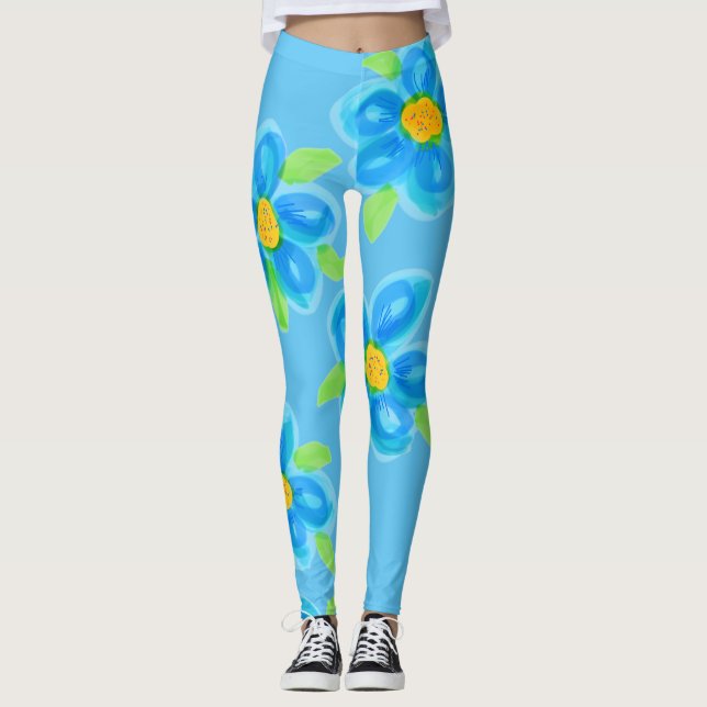 Blues mit Gelb Leggings (Vorderseite)
