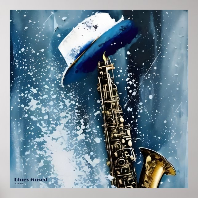 Blues Mused AI Fantasy Digital Art Print Jazz Poster (Vorne)