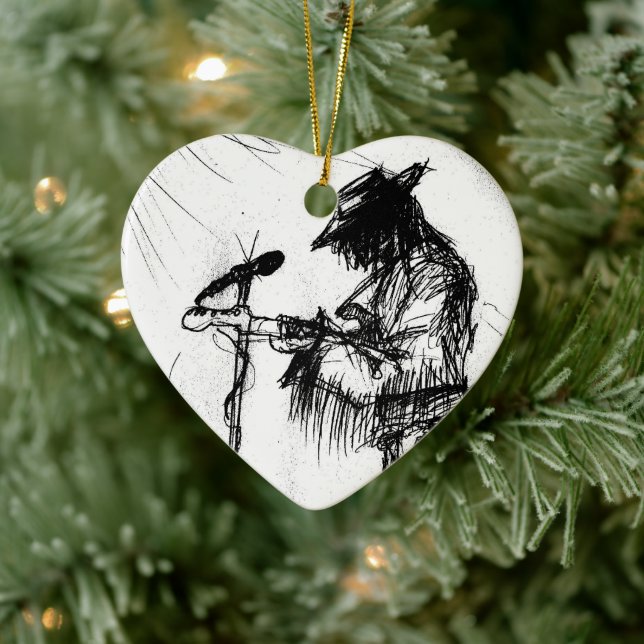 Blues Music Guitar Player und Band auf Bühne Keramikornament (Baum)