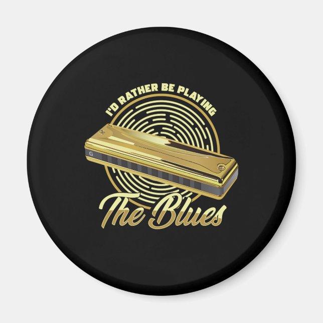 Blues Music Instrument Harmonica Geschenk Magnet (Vorne)