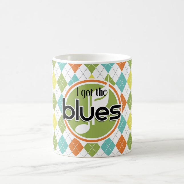 Blues-Musik; Buntes Rauten-Muster Kaffeetasse (Mittel)