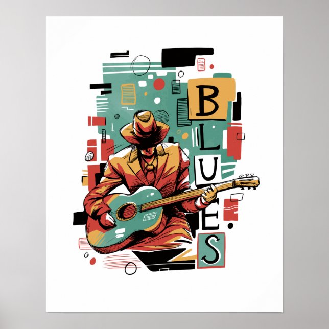 Blues Musiker abstrakt Poster (Vorne)