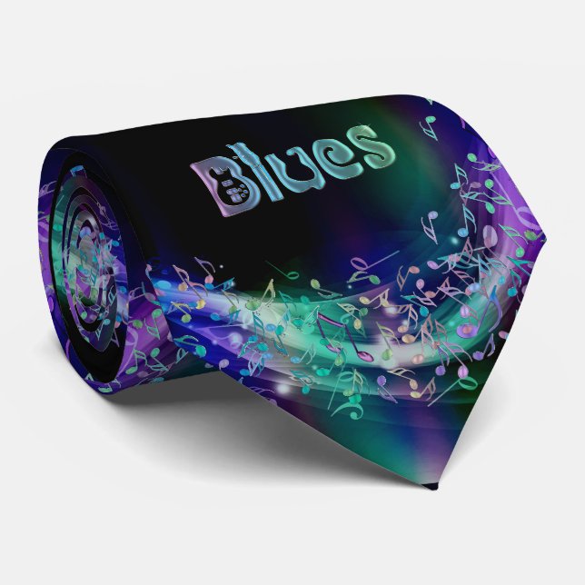 Blues-Musiknoten-psychedelische Musik-Krawatte Krawatte (Gerollt)