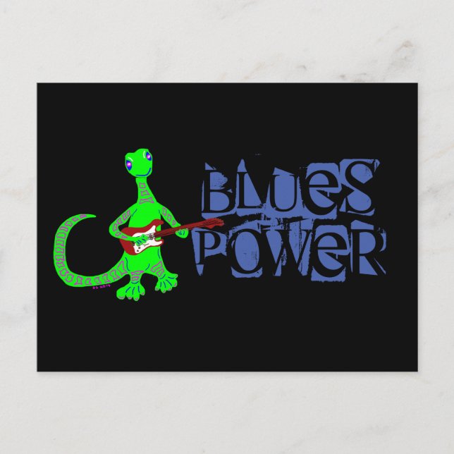 Blues Power Lizard Guitar Player Postcard Postkarte (Vorderseite)