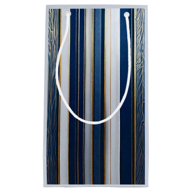 Blues Stripes Blue White Kleine Geschenktüte (Vorderseite)