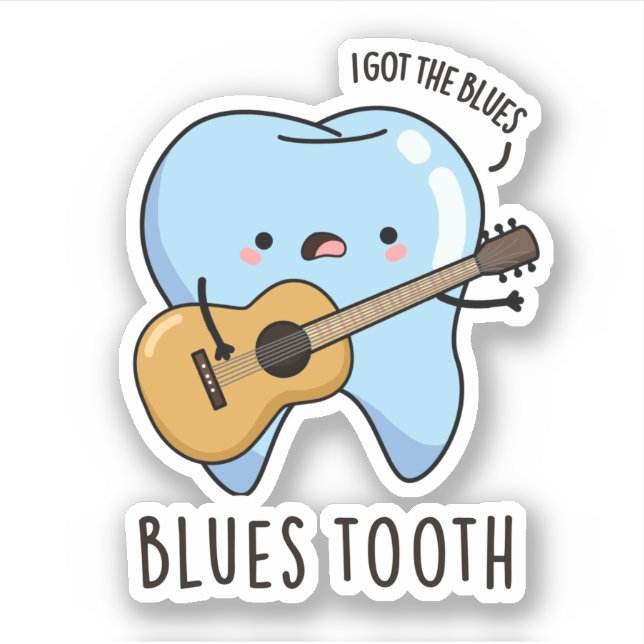 Blues Tooth Funny Dental Music Pub Aufkleber (Vorderseite)