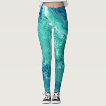 Blues-u. Grüntöne-abstrakte Leggings - "Atlantis "
