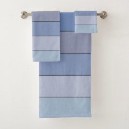 Blues und Graufarbstreifen auf Aquarellpapier Badhandtuch Set