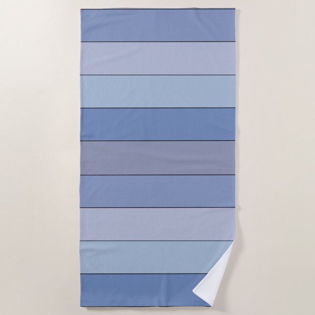 Blues und Graufarbstreifen auf Aquarellpapier Strandtuch (Vorderseite)