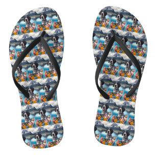 Bluetick Coonhound auf einem Paddel: Ein landschaf Flip Flops