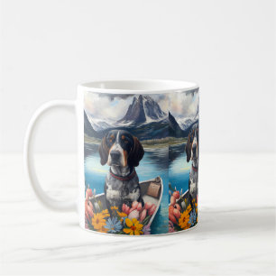 Bluetick Coonhound auf einem Paddel: Ein landschaf Kaffeetasse