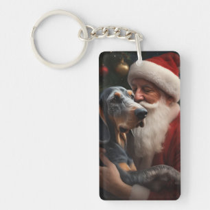 Bluetick Coonhound avec le Père Noël Noël