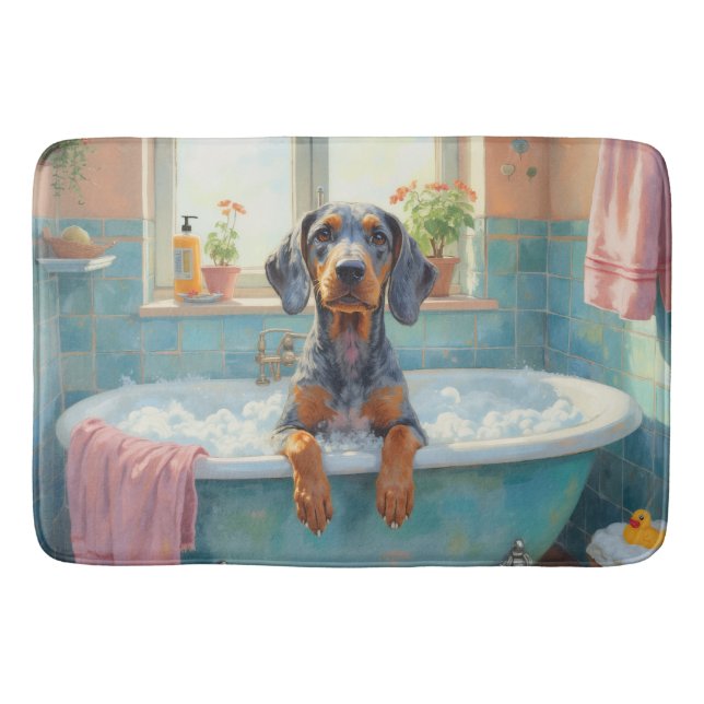 Bluetick Coonhound Badzeit Gemütliche Badezimmerde Badematte (Vorderseite)