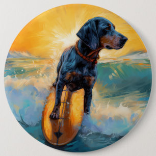 Bluetick Coonhound Beach Surfmalerei Button