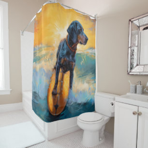 Bluetick Coonhound Beach Surfmalerei Duschvorhang