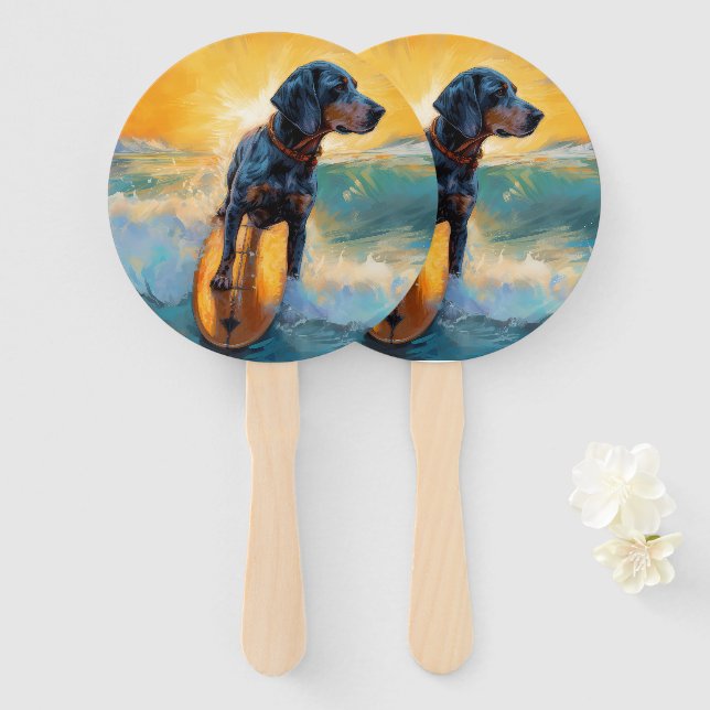 Bluetick Coonhound Beach Surfmalerei Fächer (Vorne und Hinten)