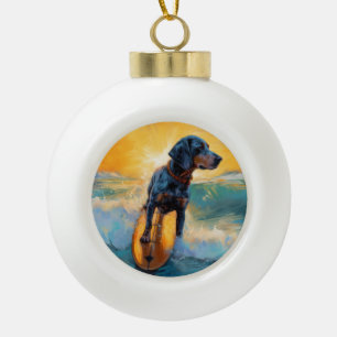 Bluetick Coonhound Beach Surfmalerei Keramik Kugel-Ornament