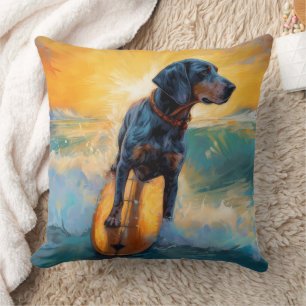 Bluetick Coonhound Beach Surfmalerei Kissen