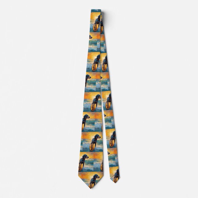 Bluetick Coonhound Beach Surfmalerei Krawatte (Vorderseite)