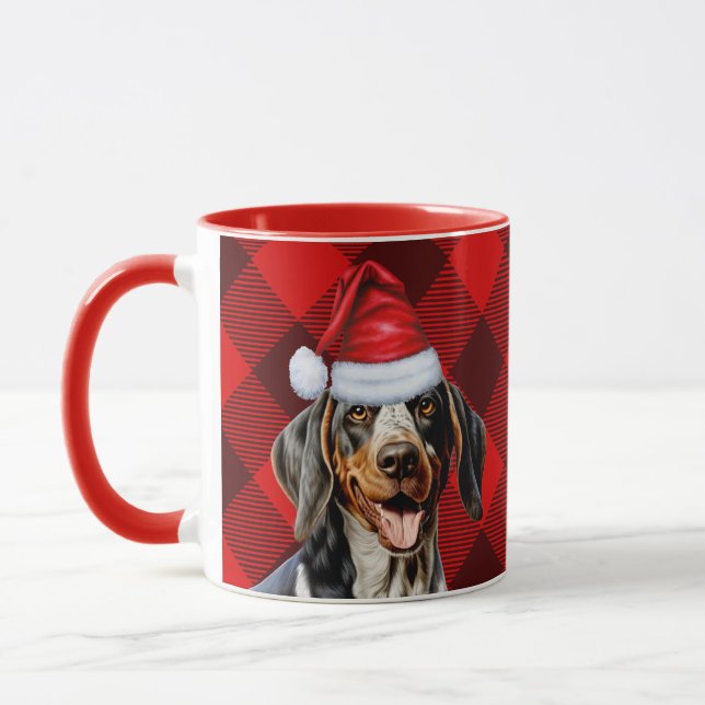 Bluetick Coonhound Buffalo Holiday Kariert Weihnac Tasse (Links)