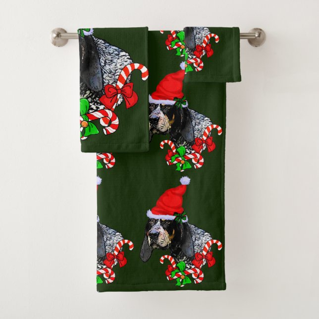 Bluetick Coonhound Christmas Badhandtuch Set (Insitu)