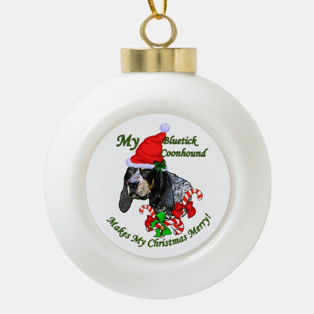 Bluetick Coonhound Christmas Keramik Kugel-Ornament (Vorderseite)