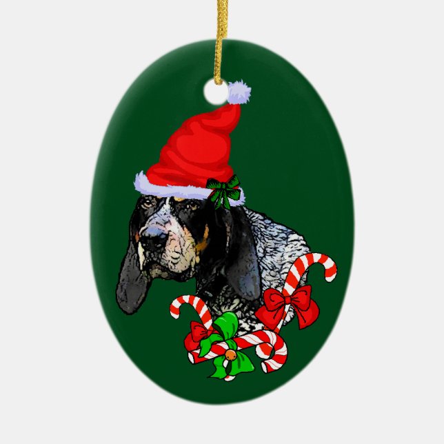 Bluetick Coonhound Christmas Keramikornament (Vorne)