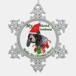 Bluetick Coonhound Christmas Schneeflocken Zinn-Ornament