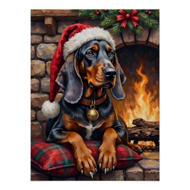Bluetick Coonhound Dog Cozy Lodge Christmas Poster (Vorderseite)