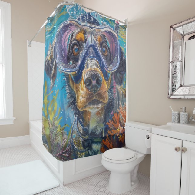 Bluetick Coonhound Dog Scuba Tauchen Unterwasser Duschvorhang (Beispiel)