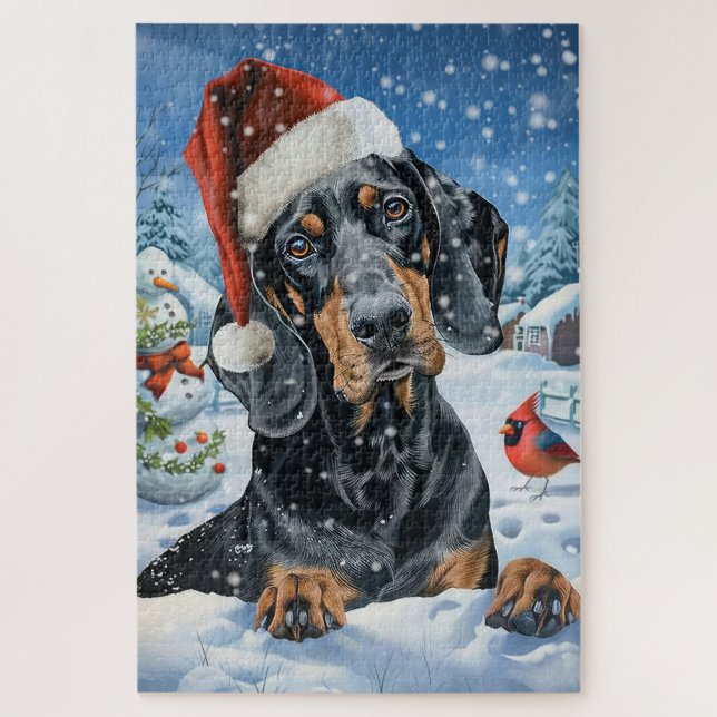 Bluetick Coonhound Dog Winter Wonderland Weihnacht (Vertikal)