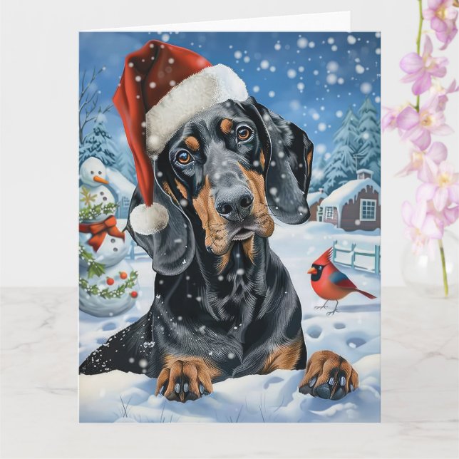 Bluetick Coonhound Dog Winter Wonderland Weihnacht Karte (Orchidee)