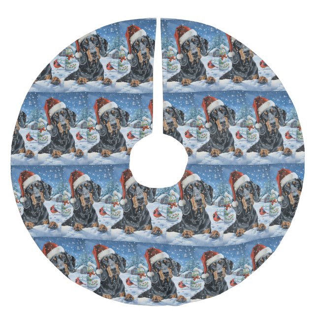 Bluetick Coonhound Dog Winter Wonderland Weihnacht Polyester Weihnachtsbaumdecke (Vorderseite)