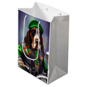 Bluetick Coonhound Fahrrad St. Patrick's Day Mittlere Geschenktüte
