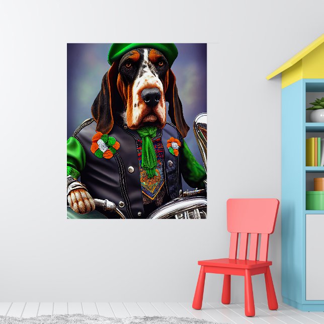 Bluetick Coonhound Fahrrad St. Patrick's Day Poster (Kinderzimmer 1)