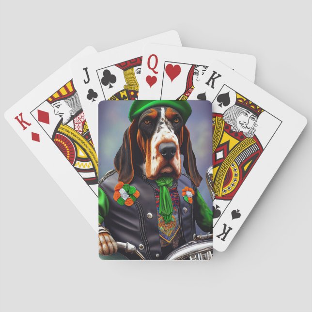 Bluetick Coonhound Fahrrad St. Patrick's Day Spielkarten (Rückseite)