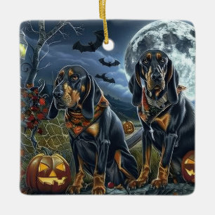 Bluetick Coonhound Halloween Gruselig Keramikornament